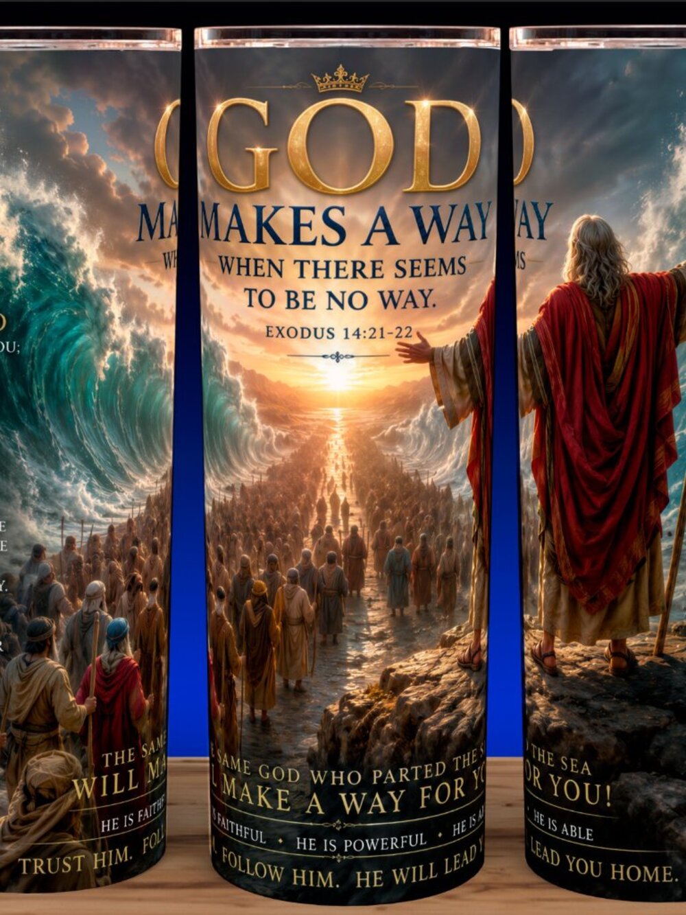 God Makes A Way - Moses Parting The Red Sea Religious Cup Mug Tumbler 20oz